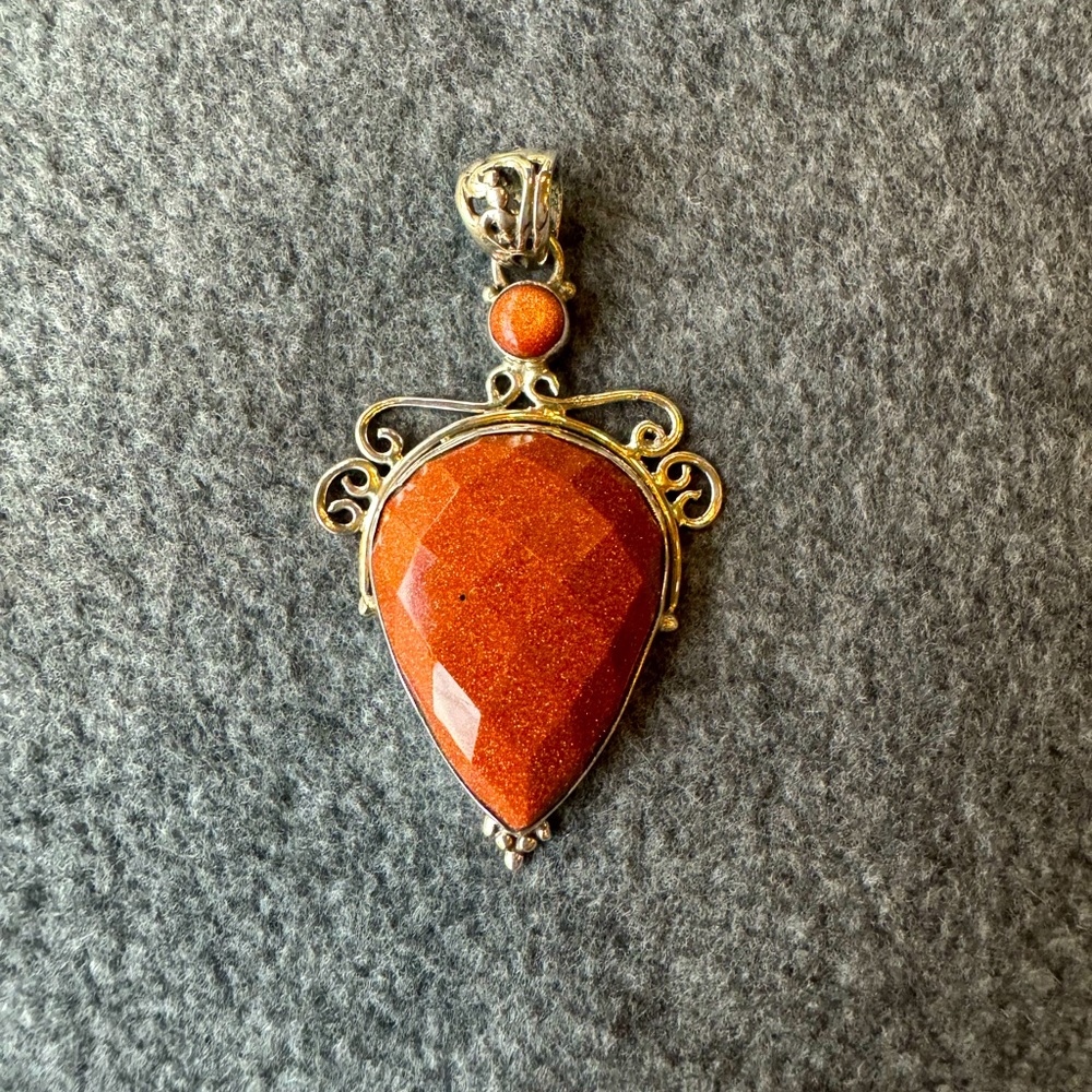 Handmade Sunstone sterling silver pendant